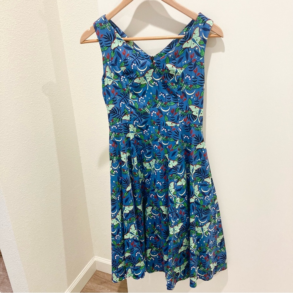 Luna moth Mod Cloth Eva Rose fit and flare sleeveless dress fairycore pockets